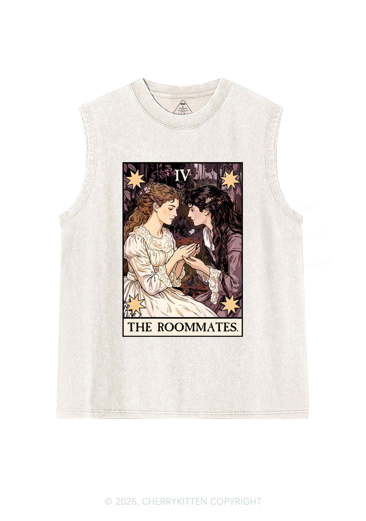 The Roommates Stars Tarot Pride Y2K Washed Muscle Tank Cherrykitten