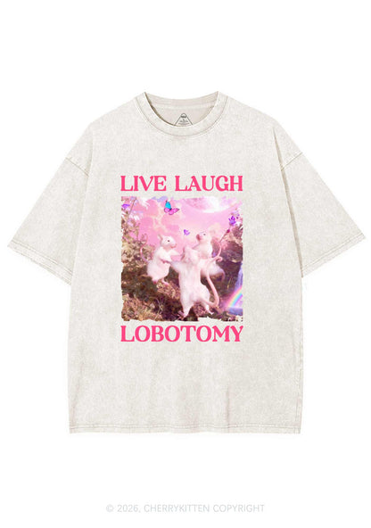 Live Laugh Lobotomy Rats Y2K Shirts Washed Tee Cherrykitten Art by OhStuffinell Taxidermy