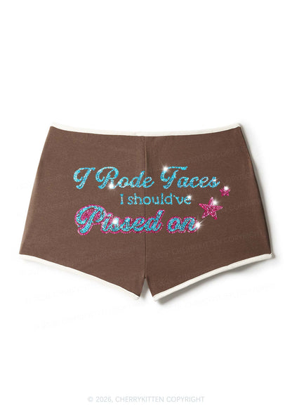 Rhinestone I Rode Faces Y2K Booty Shorts Cherrykitten