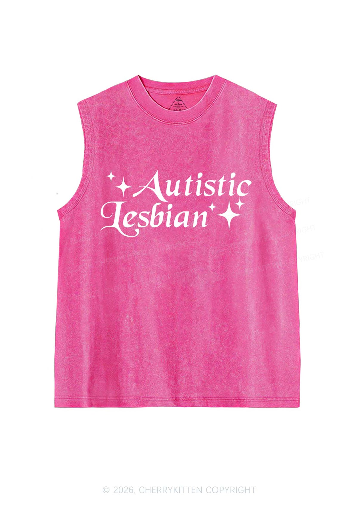 Autistic Lesbian Pride Y2K Washed Muscle Tank Cherrykitten