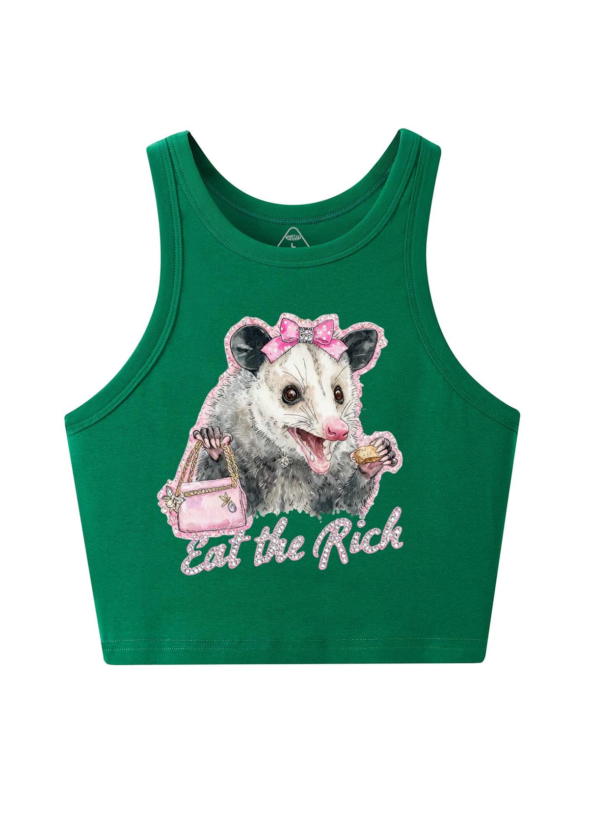 Eat The Rich Possum Y2K Crop Tank Top Cherrykitten