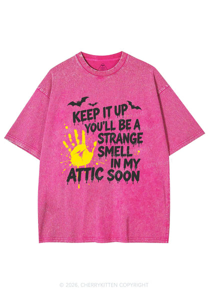 Halloween Strange Smell In My Attic Y2K Shirts Washed Tee Cherrykitten