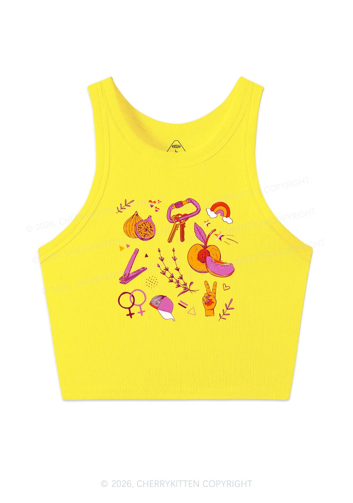 Lesbian Symbols Y2K Crop Tank Top Cherrykitten