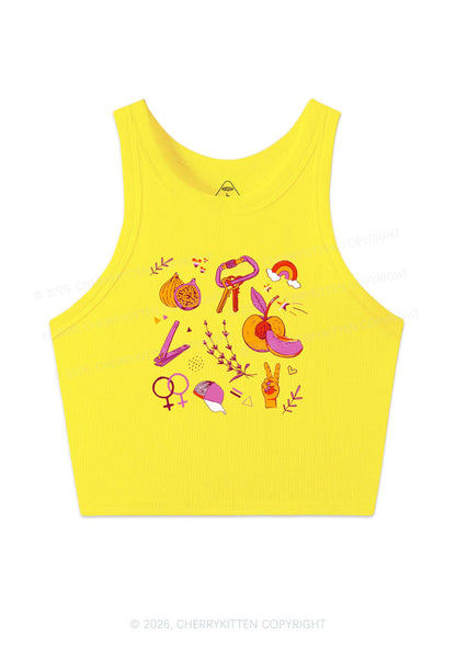 Lesbian Symbols Y2K Crop Tank Top Cherrykitten
