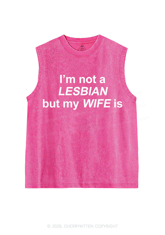 My Wife Is Lesbian Pride Y2K Washed Muscle Tank Cherrykitten