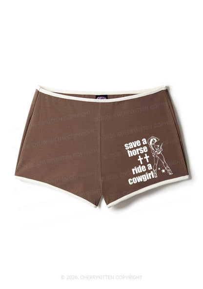 Save Horse Ride Cowgirl Pride Y2K Booty Shorts Cherrykitten
