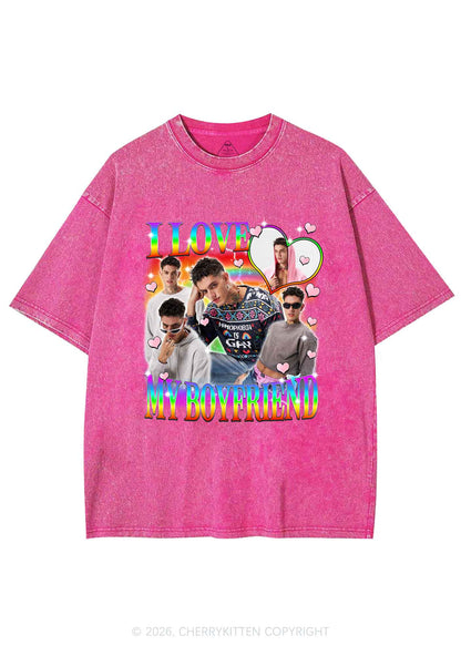 Custom I Love My Gay BF Pride Y2K Shirts Washed Tee Cherrykitten