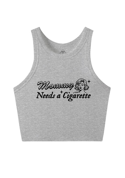 Mommy Needs Cigarette Y2K Crop Tank Top Cherrykitten