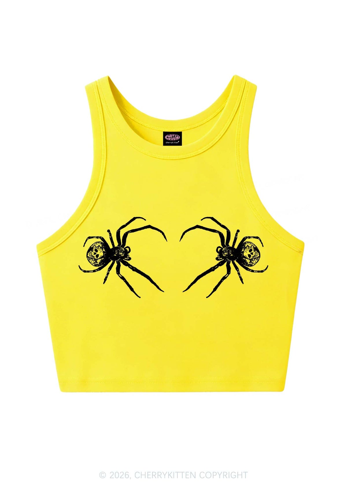Skull Spider Y2K Crop Tank Top Cherrykitten