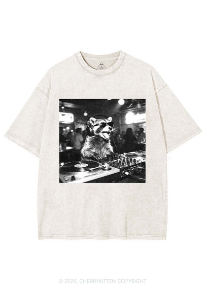 Vintage DJ Raccoon Y2K Shirts Washed Tee Cherrykitten
