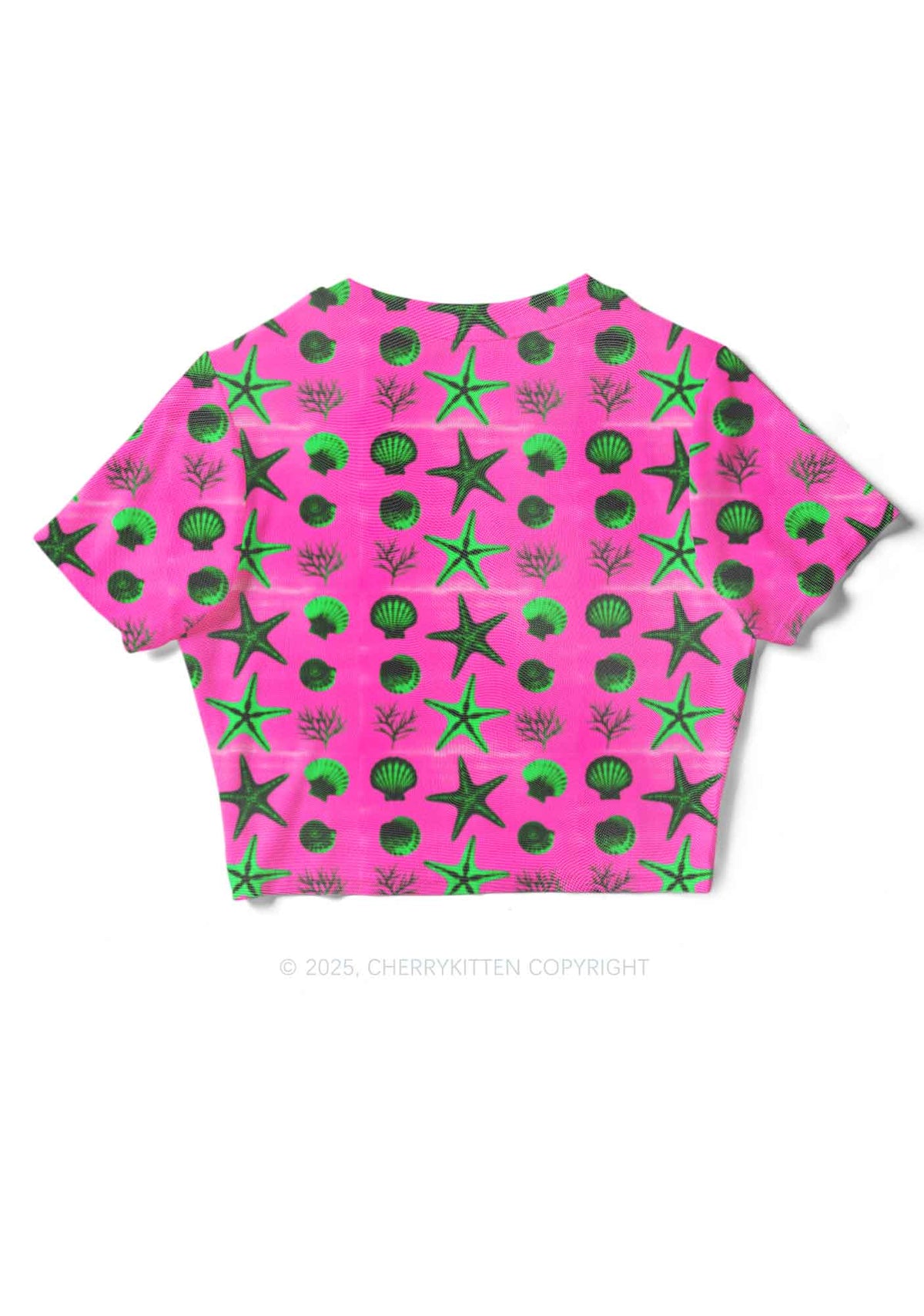 Sea Animals Y2K Mesh Crop Top Cherrykitten