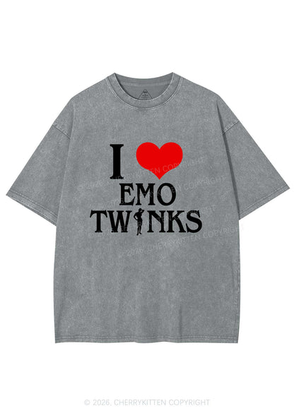 I Love Emo Twinks Pride Y2K Shirts Washed Tee Cherrykitten