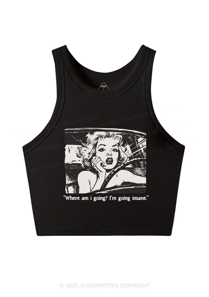 Woman Going Insane Y2K Crop Tank Top Cherrykitten