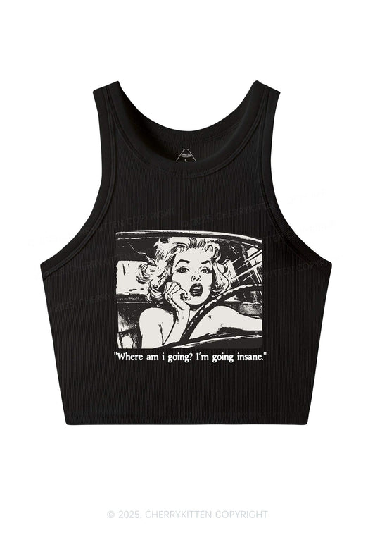 Woman Going Insane Y2K Crop Tank Top Cherrykitten