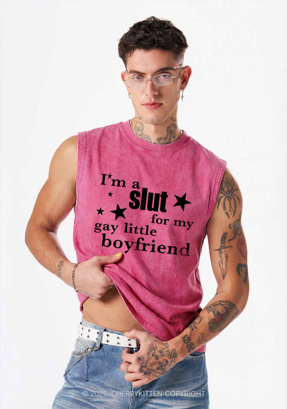 Slxt For My Gay Little BF Pride Y2K Washed Muscle Tank Cherrykitten