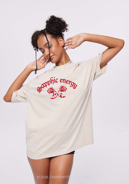 Sapphic Energy Pride Y2K Shirts Washed Tee Cherrykitten