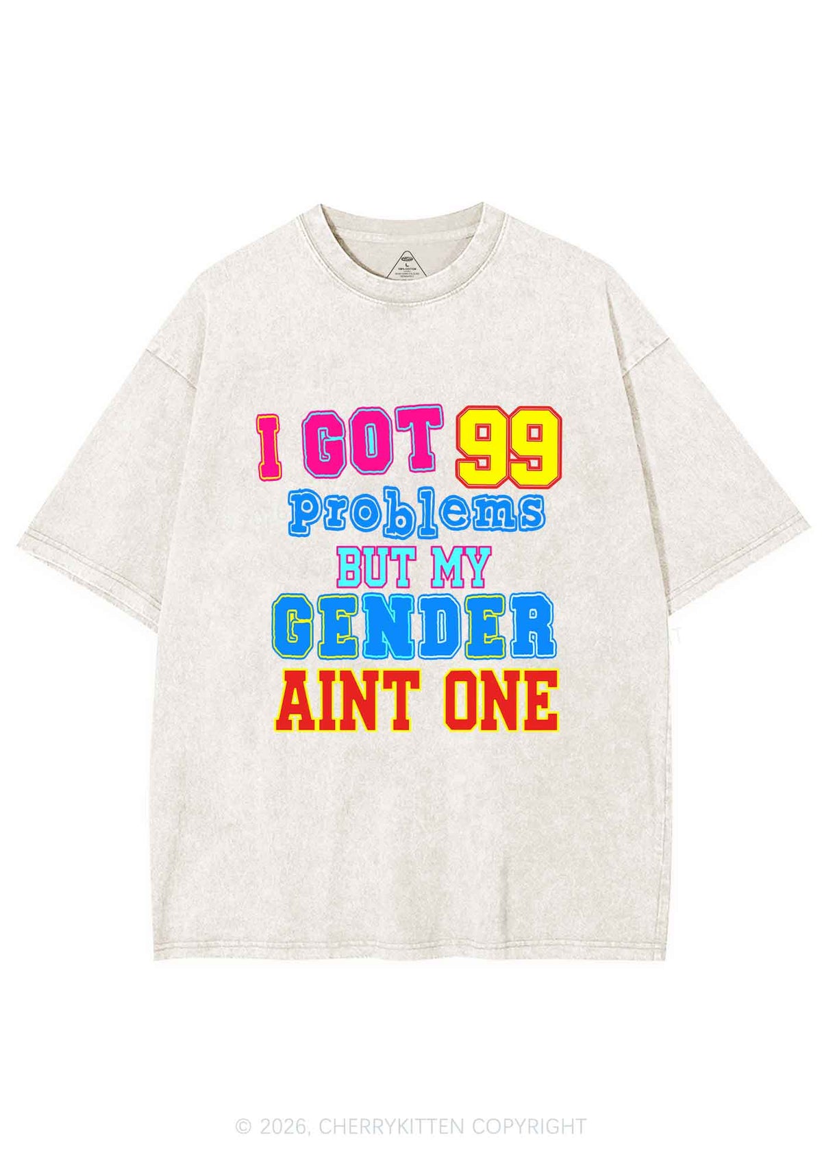 Gender Aint One Pride Y2K Shirts Washed Tee Cherrykitten