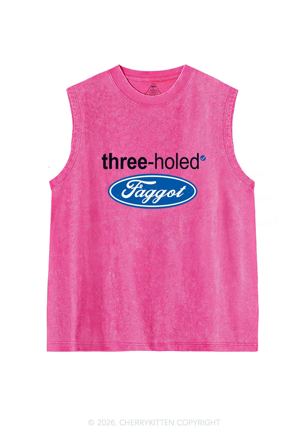 Three Holed Faggot Pride Y2K Washed Muscle Tank Cherrykitten