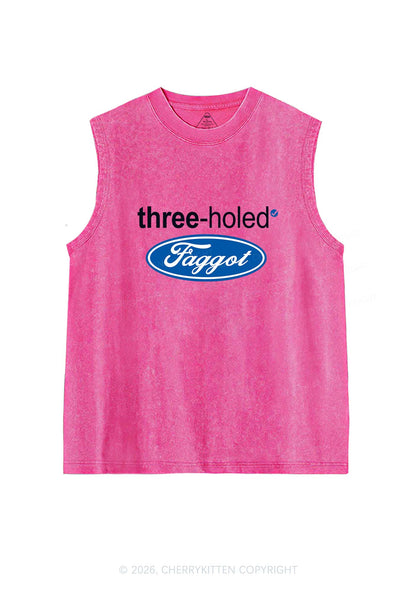 Three Holed Faggot Pride Y2K Washed Muscle Tank Cherrykitten