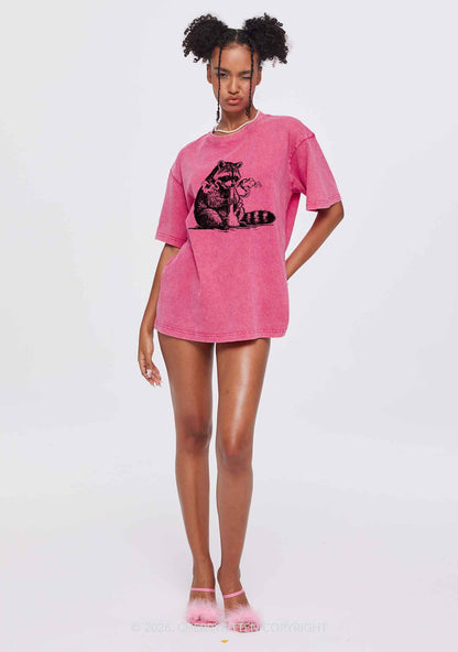 Stoned Raccoon Y2K Shirts Washed Tee Cherrykitten