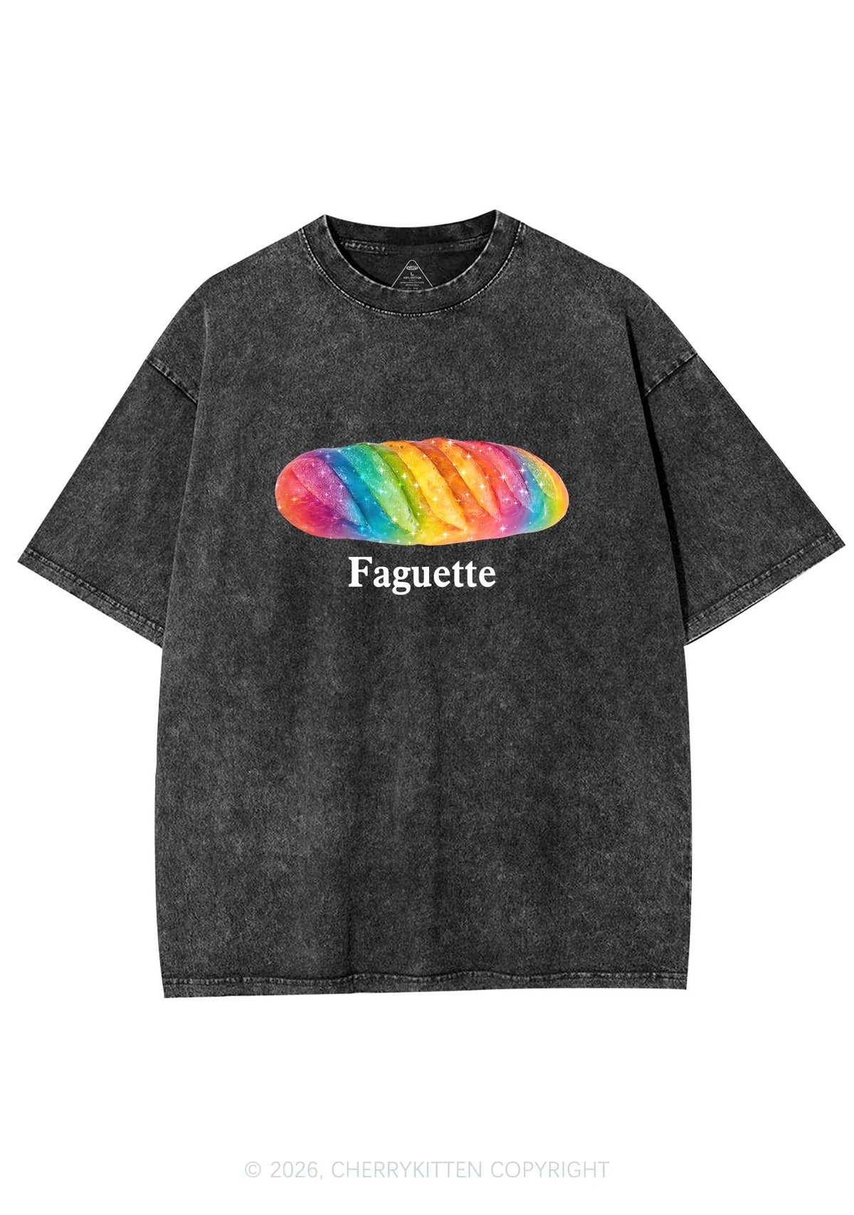 Rainbow Faguette Pride Y2K Shirts Washed Tee Cherrykitten