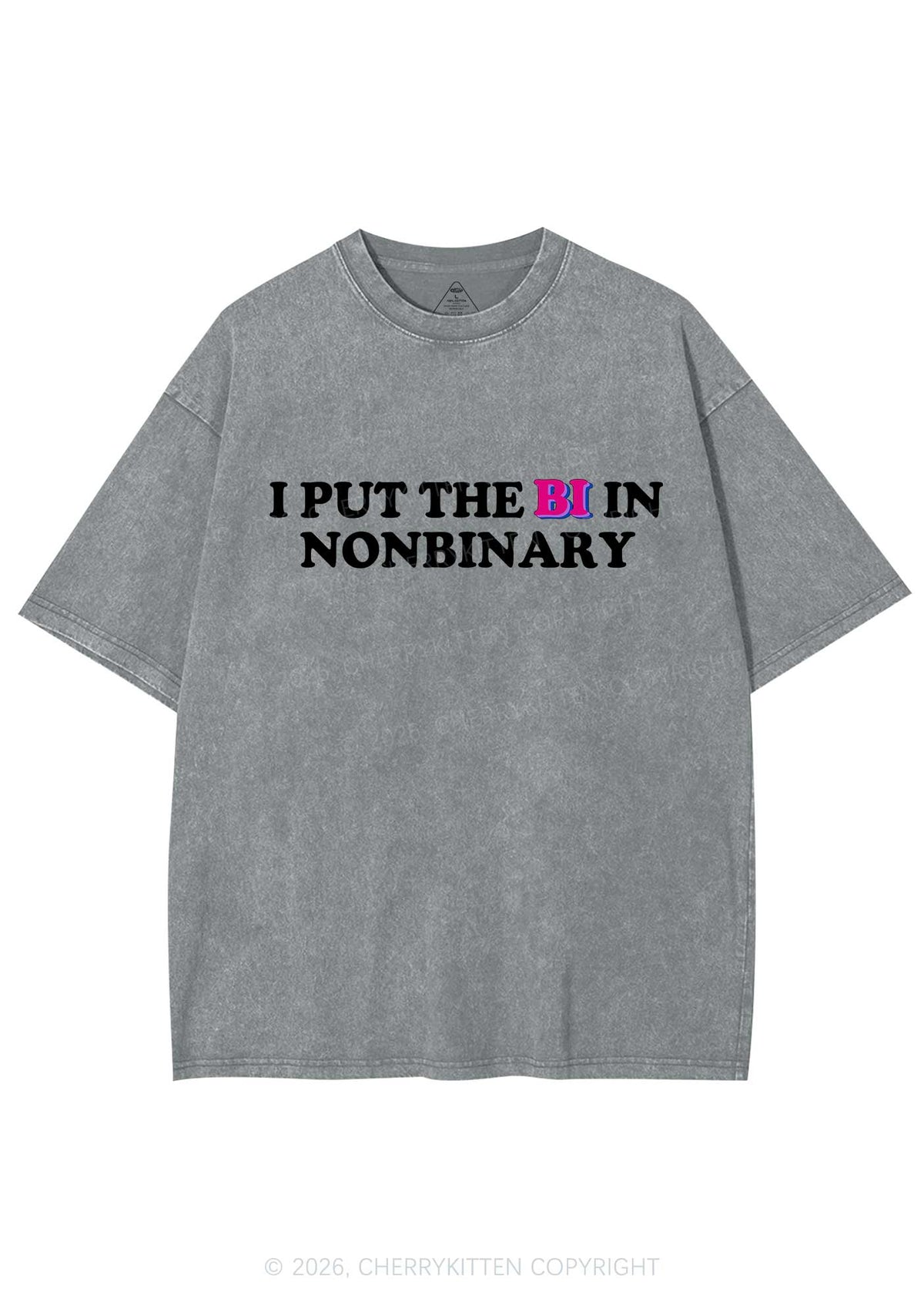 I Put The Bi In Nonbinary Pride Y2K Shirts Washed Tee Cherrykitten