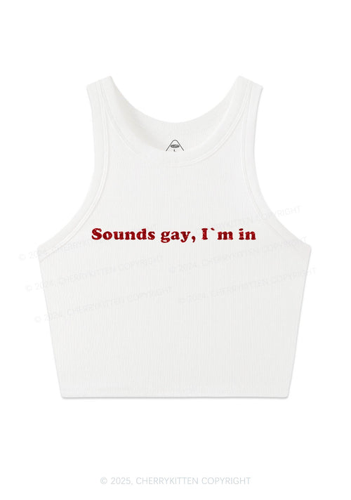 Glitter Sounds Gay Pride Y2K Crop Tank Top Cherrykitten