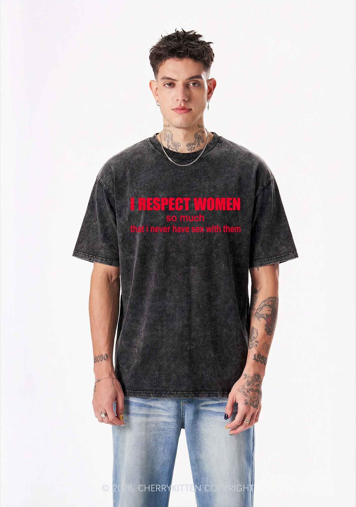 I Respect Women Pride Y2K Shirts Washed Tee Cherrykitten