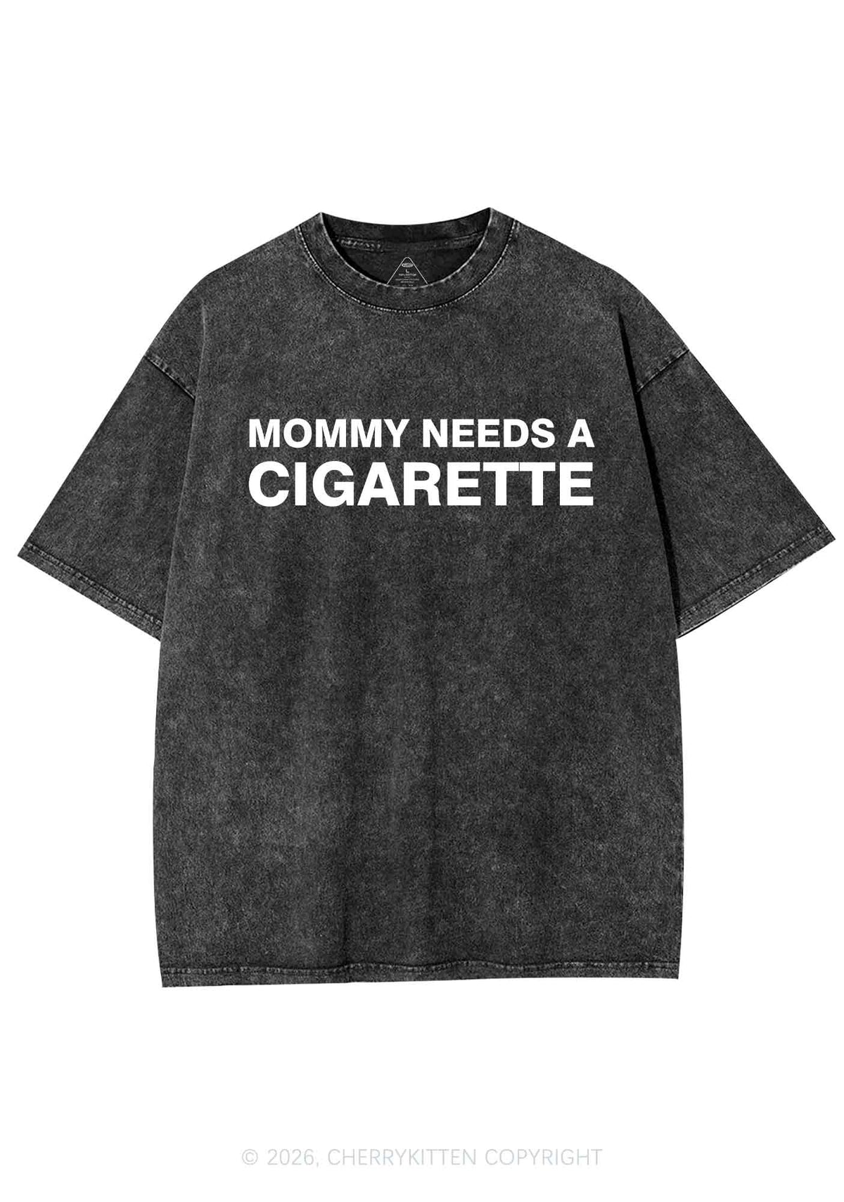 Mommy Needs A Cigarette Y2K Shirts Washed Tee Cherrykitten