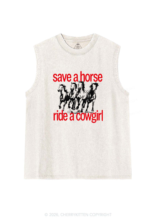 Four Horses Cowgirl Pride Y2K Washed Muscle Tank Cherrykitten
