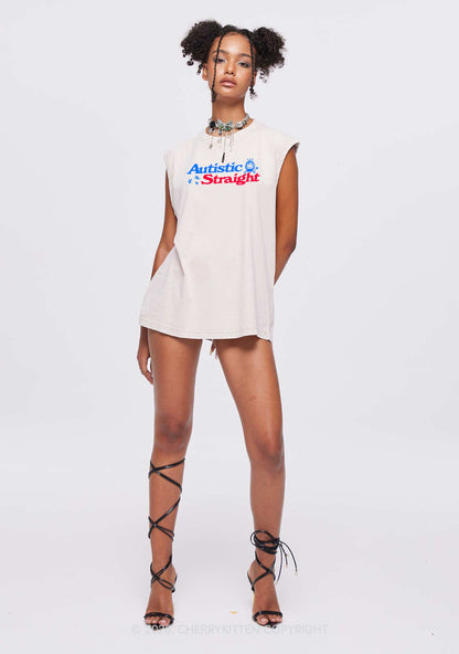 Autistic Straight Pride Y2K Washed Muscle Tank Cherrykitten