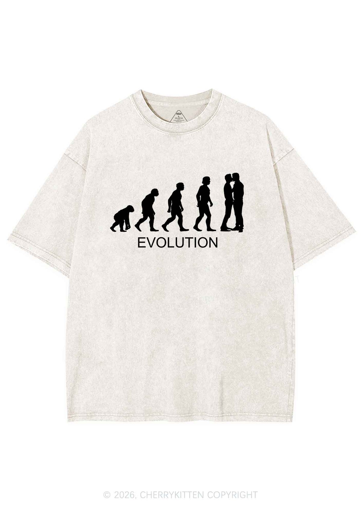 Gay Evolution Pride Y2K Shirts Washed Tee Cherrykitten