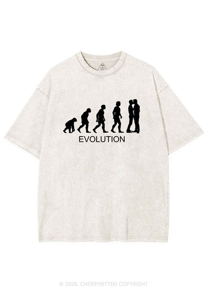 Gay Evolution Pride Y2K Shirts Washed Tee Cherrykitten