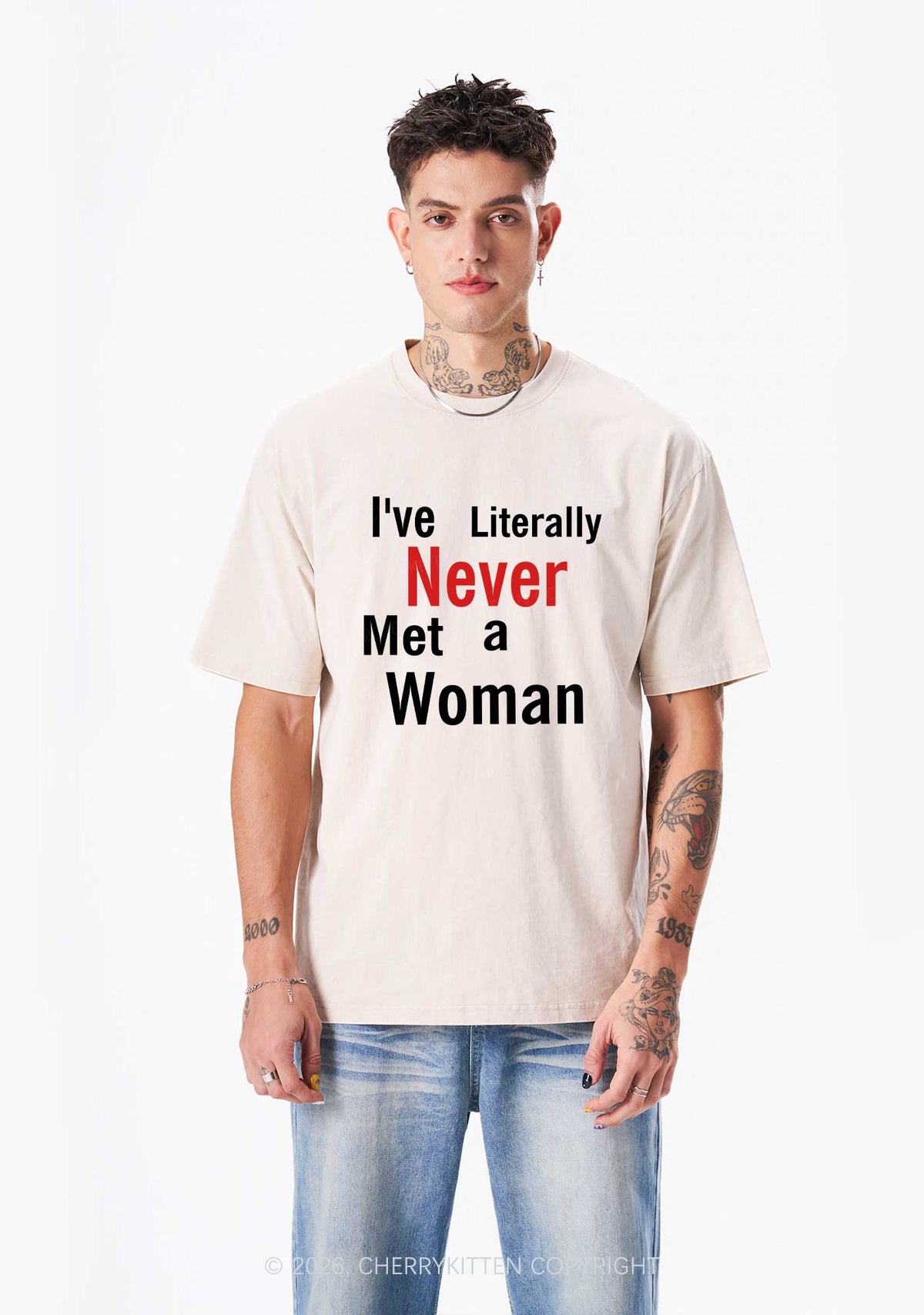 Never Met A Woman Pride Y2K Shirts Washed Tee Cherrykitten