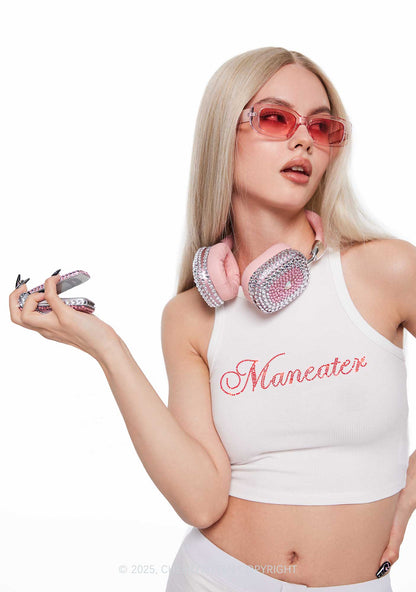 Rhinestone Maneater Y2K Crop Tank Top Cherrykitten