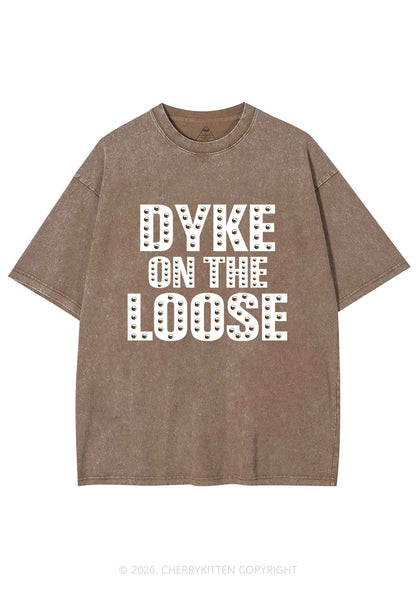 Dyke On The Loose Pride Y2K Shirts Washed Tee Cherrykitten