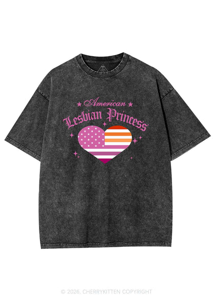 American Lesbian Princess Flag Pride Y2K Shirts Washed Tee Cherrykitten