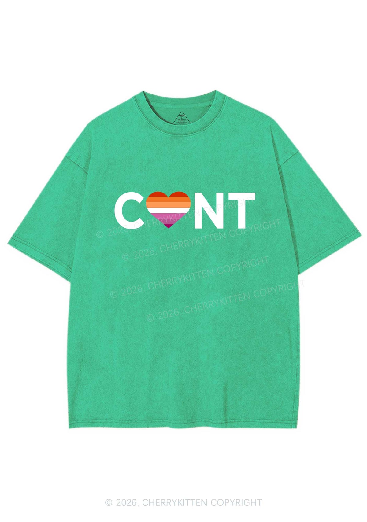Lesbian Heart Cxxt Pride Y2K Shirts Washed Tee Cherrykitten
