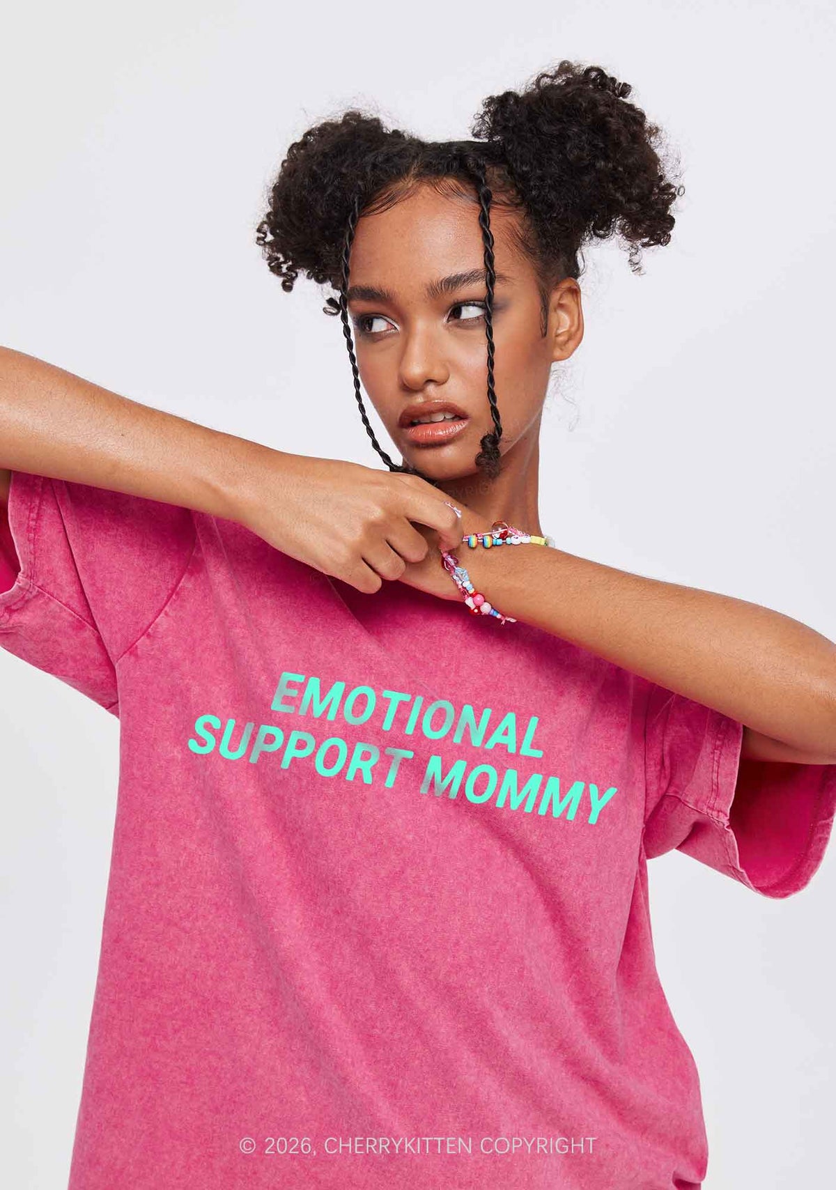 Emotional Support Mommy Y2K Shirts Washed Tee Cherrykitten