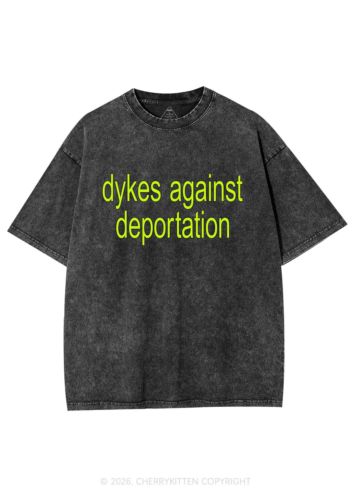 Dykes Against Deportation Pride Y2K Shirts Washed Tee Cherrykitten