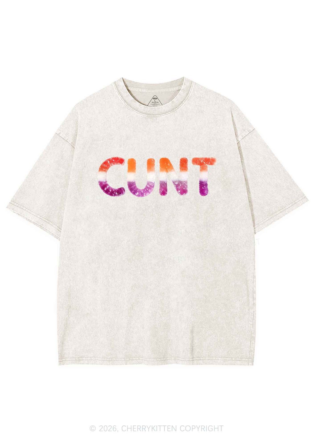 Lesbian Candy Cxxt Pride Y2K Shirts Washed Tee Cherrykitten
