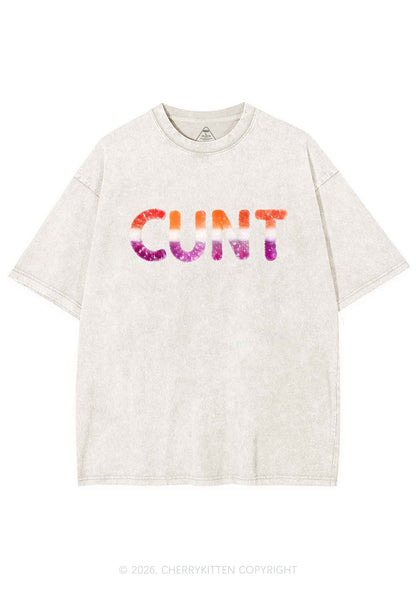 Lesbian Candy Cxxt Pride Y2K Shirts Washed Tee Cherrykitten