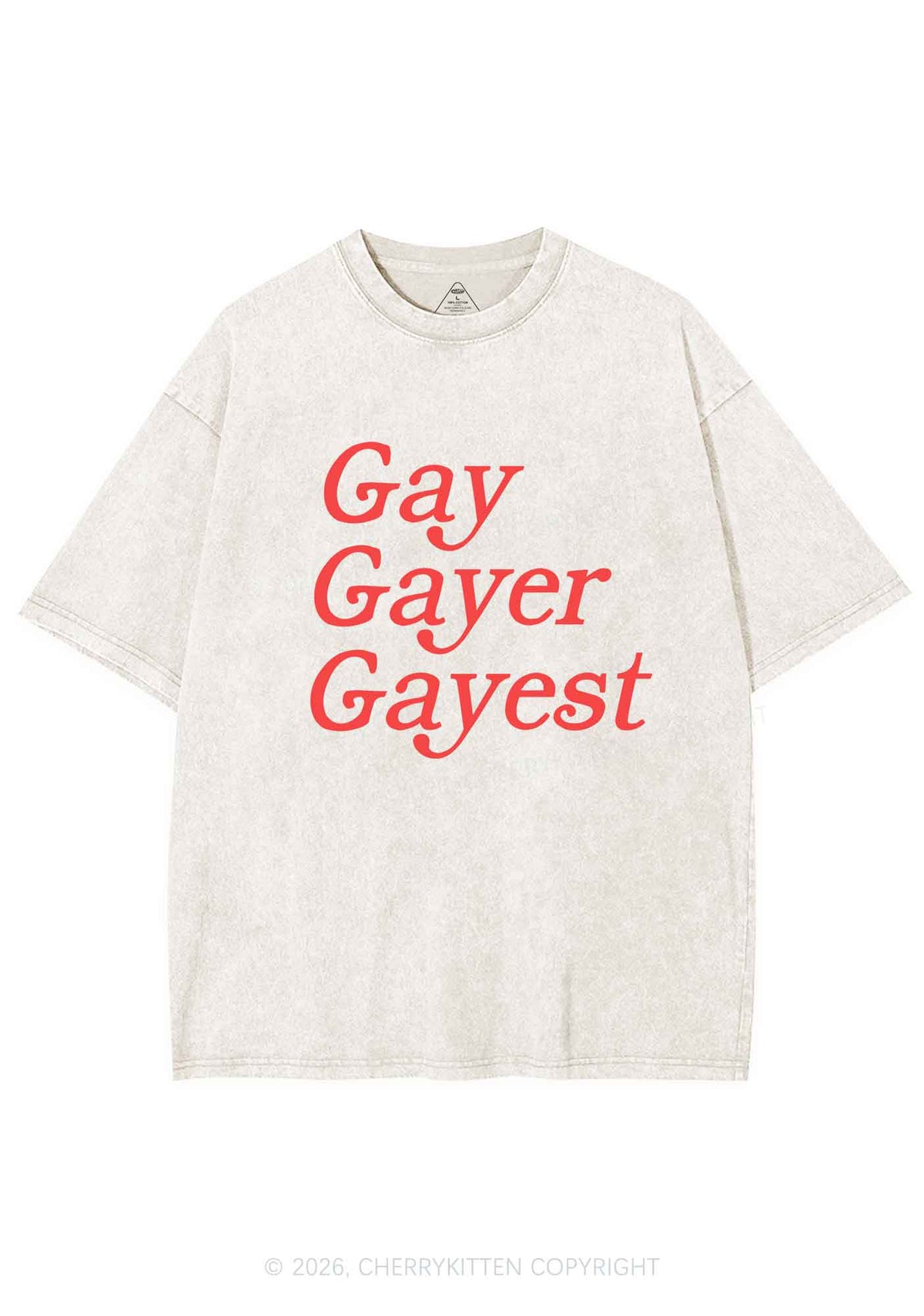 Gay Gayer Gayest Pride Y2K Shirts Washed Tee Cherrykitten