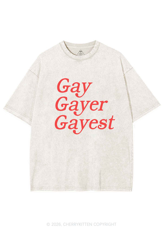 Gay Gayer Gayest Pride Y2K Shirts Washed Tee Cherrykitten