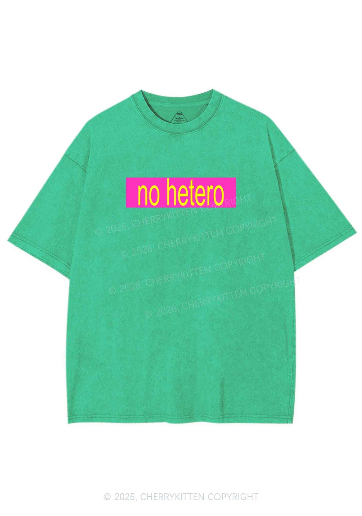 No Hetero Pride Y2K Shirts Washed Tee Cherrykitten