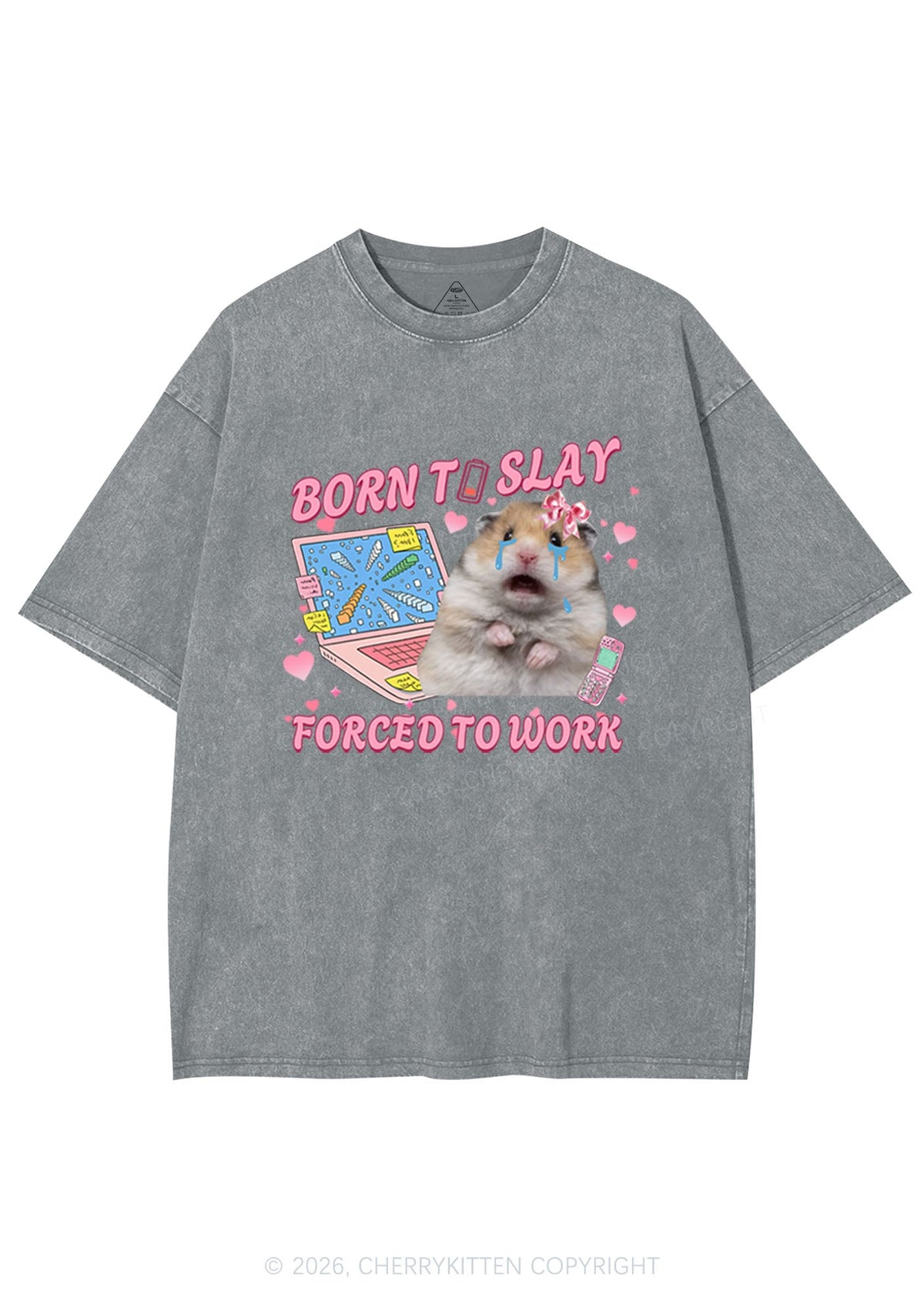 Custom Meme Born To Slay Y2K Shirts Washed Tee Cherrykitten