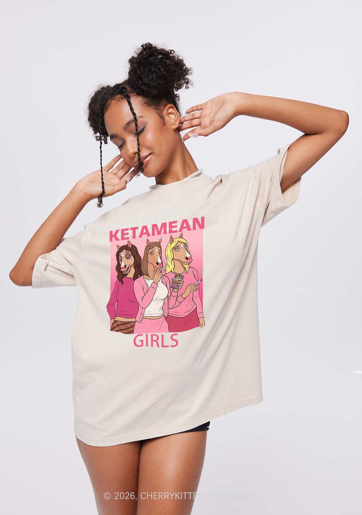 K Horse Girls Y2K Shirts Washed Tee Cherrykitten