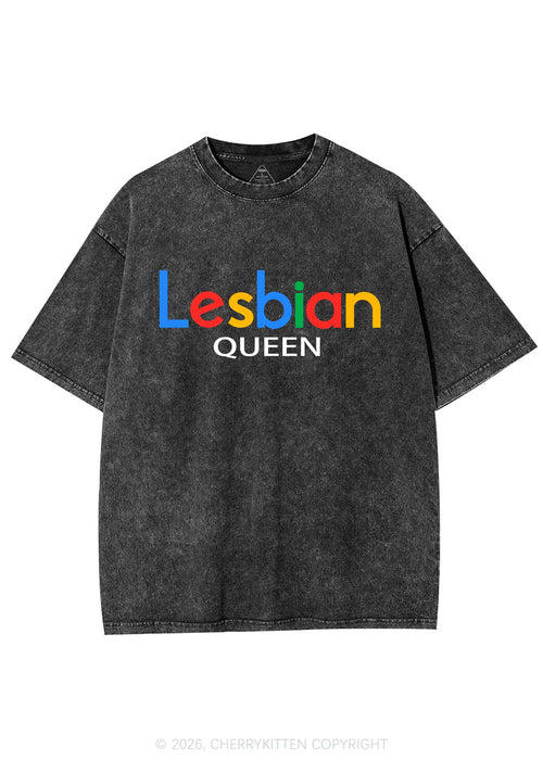 Lesbian Queen Pride Y2K Shirts Washed Tee Cherrykitten