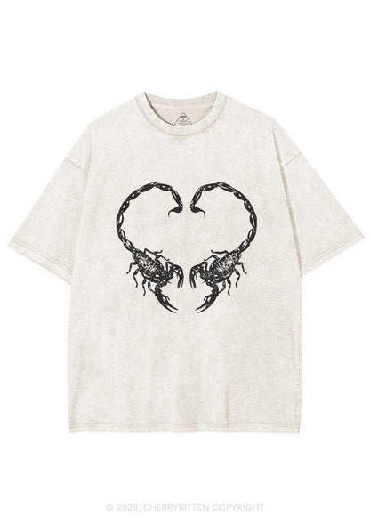 Skull Scorpion Heart Y2K Shirts Washed Tee Cherrykitten