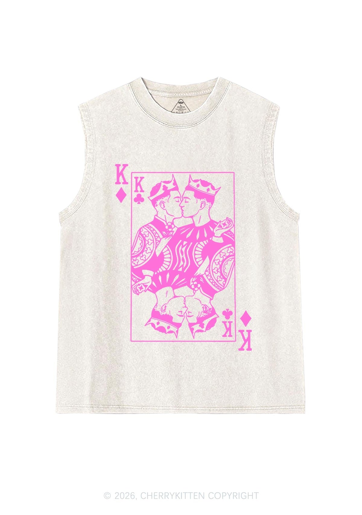 Pink Gay King Pride Y2K Washed Muscle Tank Cherrykitten